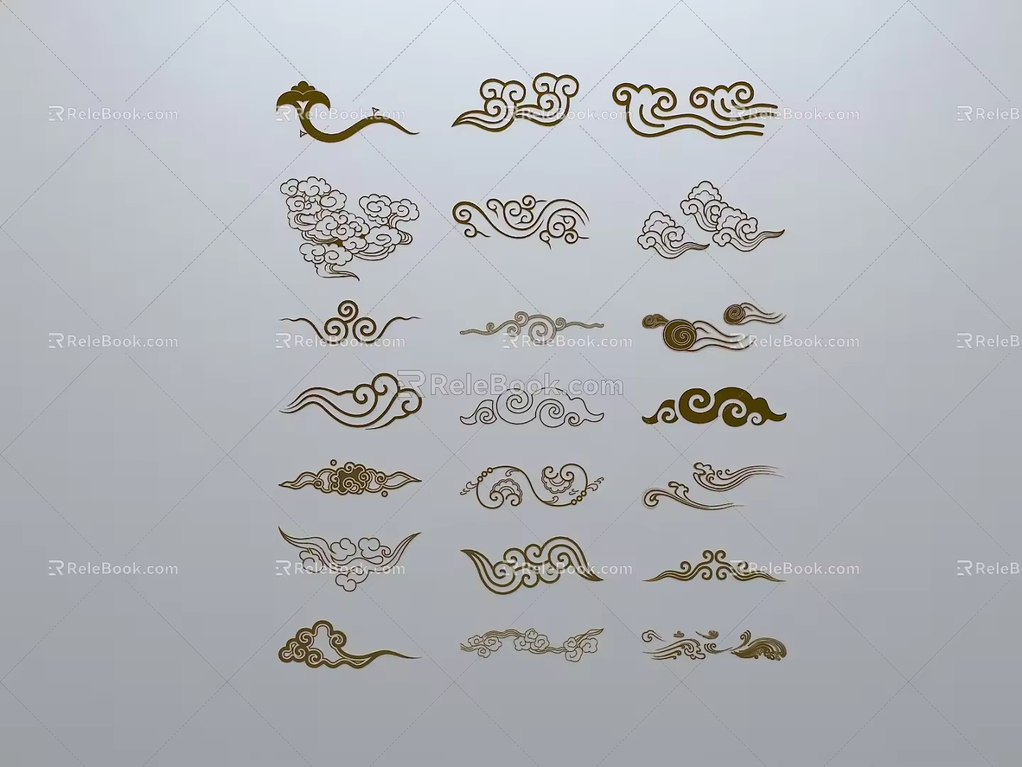 Chinese-style Xiangyun window grilles silhouette pane window sill border cut-out window 3d model