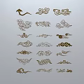 Chinese-style Xiangyun window grilles silhouette pane window sill border cut-out window 3d model