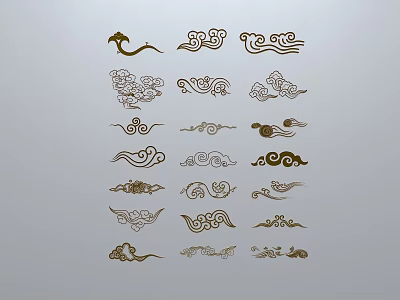 Chinese-style Xiangyun window grilles silhouette pane window sill border cut-out window 3d model