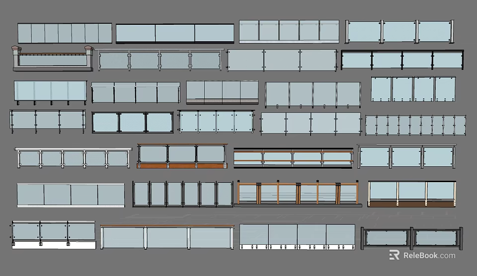 Modern Fence Design Collection With Various Materials And Stylish Patterns 3d model