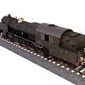 Black Vintage Steam Train Model on Railway Track with Detailed Design
