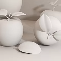 Fresh Green Apples and Red Peaches with Leaves on Wooden Table