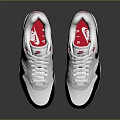 Nike White Black Red Sneakers With Swoosh Logo Sporty Casual Footwear