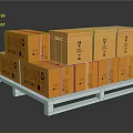 Orange Living Supplies Packaging Boxes Stacked With Recycling Symbols On White Pallet