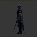 Dark Armored Knight Figure With Intricate Design And Long Sword