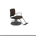 Stylish Brown Leather Barber Chair With Silver Metal Armrests Revolving Base And Footrest