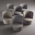 Modern Light Beige And Gray Single Sofa With Curved Backrest And Rounded Design 3d model