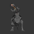 Fire Breathing Mechanical Dragon With Metal Wings And Robotic Body Structure