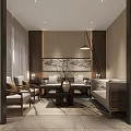 Modern Chinese Style Living Room With Sofas Chairs And Decor