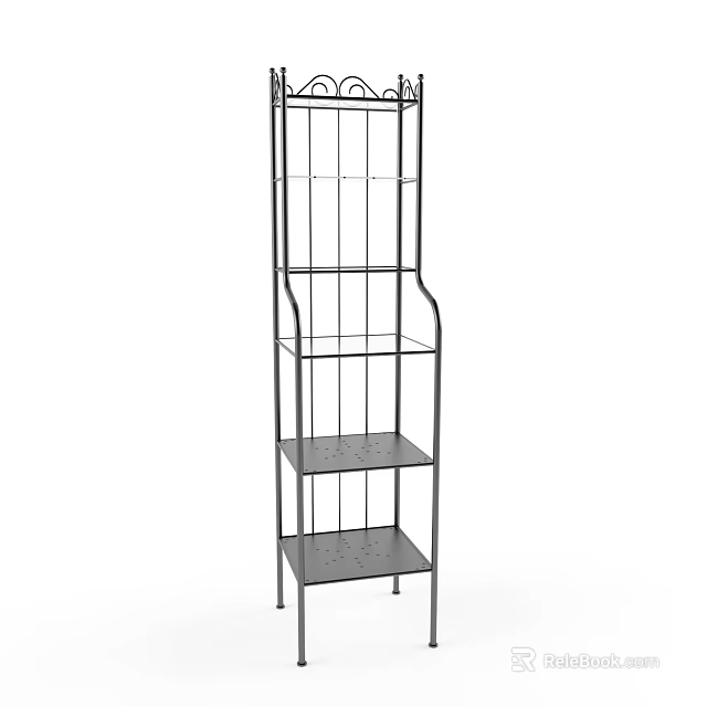 Durable Metal Storage Shelf With Multi tier Design For Home Organization 3d model 