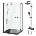 Modern Glass Shower Sauna Enclosure With Black Frame Shower Head And Base