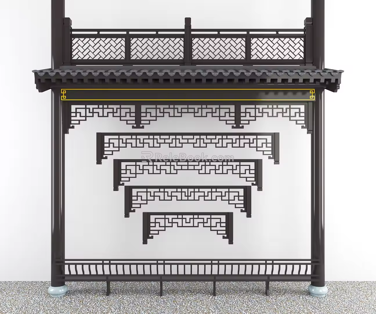 Soviet-style building railings hanging beauty rely on building to build antique building eaves 3d model