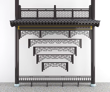 Soviet-style building railings hanging beauty rely on building to build antique building eaves 3d model