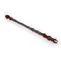 Decorative Fantasy Staff Weapon with Intricate Carvings Dark Wood Shaft and Spiked Head