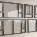 Modern Casement Windows With Grey Frames Glass Panels And Multiple Styles 3d model