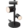 Modern Table Lamp With Metal Cylindrical Shades Adjustable Head And Stable Round Base
