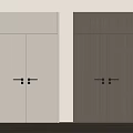 Modern Interior Featuring White And Wooden Double Doors Sleek Panels With Metal Handles
