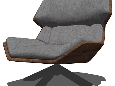 Comfortable Office Chair With Gray Upholstery Wooden Frame And Black Five Star Base 3d model