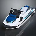 White and Blue Jet Ski Featuring Modern Sporty Design Sleek Exterior and Comfortable Seat