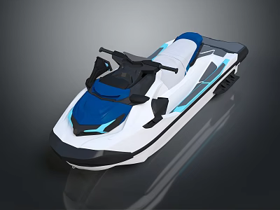 White and Blue Jet Ski Featuring Modern Sporty Design Sleek Exterior and Comfortable Seat 3d model