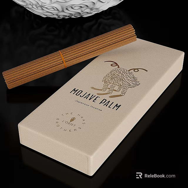 Mojave Palm Incense Sticks With Beige Packaging Box 3d model 