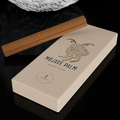 Mojave Palm Incense Sticks With Beige Packaging Box 3d model