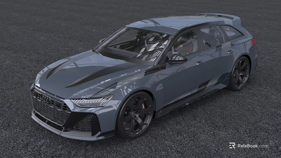 Audi Gray Sporty Car Exterior Design With Large Black Wheels And Aerodynamic Accents 3d model 