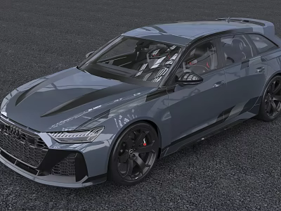 Audi Gray Sporty Car Exterior Design With Large Black Wheels And Aerodynamic Accents 3d model