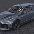 Audi Gray Sporty Car Exterior Design With Large Black Wheels And Aerodynamic Accents