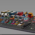 Various Colorful Different Types of Toy Cars Arranged on Simulated Road Tray
