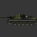 Armored Military Green Camouflage Tank With Turret Gun Barrel Tracks And Antenna