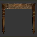 Rustic Vintage Wooden Desk With Brown Top Carved Legs And Drawer