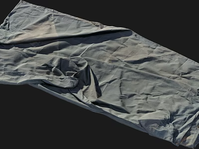 Soft Gray Fabric with Wrinkles Lying on Black Background Surface 3d model