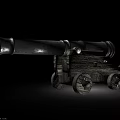 Vintage Historical Cannon With Wooden Carriage And Metal Barrel On Wheels