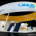 LINUO POWER Exhibition Booth With White Yellow Arch Shaped Roof And Solar Panels