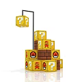 Yellow Question Mark Blocks Stacked With Mushroom Symbols On Brown Bricks 3d model