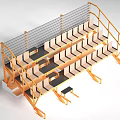 Modern Landscape Seating Design With Multi Level Structure Metal Frame And Wooden Seats