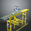 Yellow Conveyor Belt Equipment With Automatic Labeling Machine For Industrial Production Lines