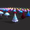 Colorful 3D Plant Models With Mushrooms Tree Shapes And Vibrant Varied Colors