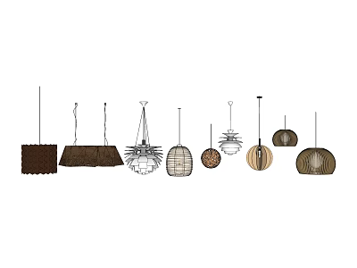 Various Stylish Pendant Lights With Unique Designs And Materials For Interior Design 3d model