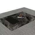 Sleek Modern Marble Coffee Table With Rectangular Black Tray And Decorative Items 3d model