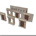 Architectural Stone Door And Window Frames With Beige Textured Decorative Design