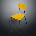 Yellow Wooden Leisure Chair With Black Metal Legs And Simple Design
