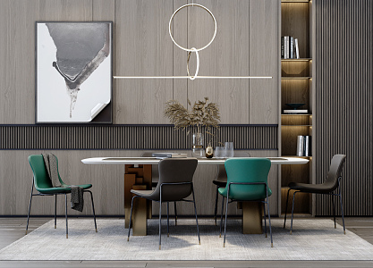 Modern Dining Table and Chair Combination 3d model