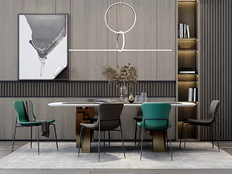 Modern Dining Table and Chair Combination 3d model