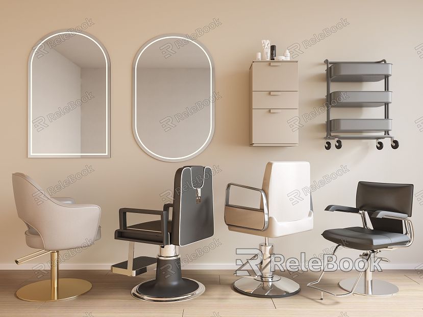 Modern barber equipment chair barber lift chair mirror barber cart storage car barber leather chair model