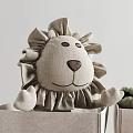 Gray Fabric Storage Baskets With Handles Holding Lion Plush And Green Clothes