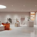 Modern Fashion Clothing Store Interior With Glass Display Mannequins And Decorative Plants