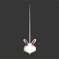 Cute 3D White Cartoon Mouse Character with Big Pink Ears Green Eyes and Long Tail 3d model