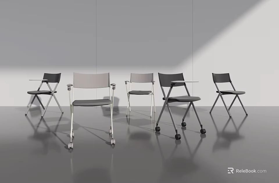 Modern Office Chairs With Metal Frame Armrests And Wheels In Various Styles 3d model 